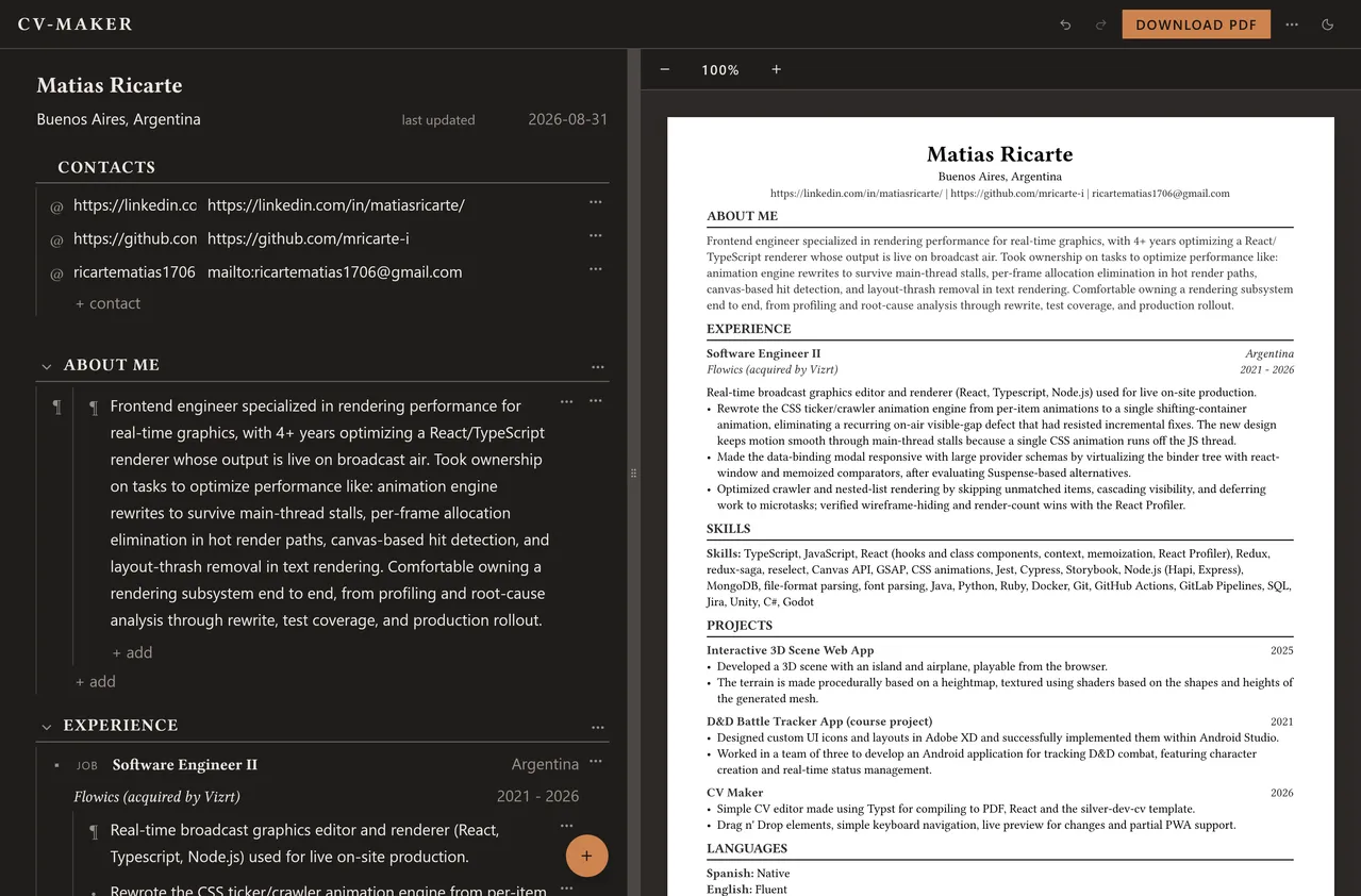 CV Maker screenshot
